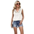 thumbnail image 2 of Women'S Casual Blouses Sleeveless Buttons V Neck Ruffle Tank Tops 2025 Trendy Summer Business Shirts Shallow Khaki S, 2 of 7