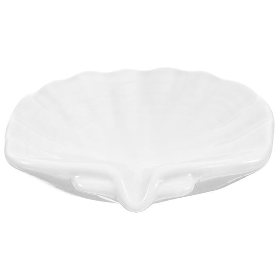 WASHWEPE Shell Shape Ceramic Soap Dish Cute Desktop Soap Holder For Bathroom Draining Tray For Shower Kitchen Decor