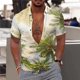 thumbnail image 4 of Camisa hawaiana con estampado de cocotero para hombre, camisas hawaianas con estampado 3D de atardecer colorido, blusas de verano de gran tamaño con solapa, mangas cortas, 4 of 5