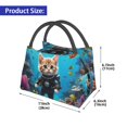 thumbnail image 2 of Fuzoiu Underwater Diving Cat Print Portable Insulation Lunch Bag,Large Lunch Box,Container Reusable Leakproof Tote for Work, Travel, and Outdoor Activities, 2 of 6
