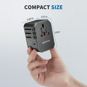 EPICKA Universal Travel Adapter, International Power Plug Adapter with 3 USB-C and 2 USB-A Ports (TA-105C, Black)
