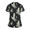 thumbnail image 5 of Tops Cortos para las Mujeres, Halloween Impreso en Cuello en V con Bolsillo, Moda Casual Manga Corta, 5 of 5