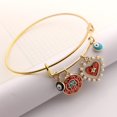 thumbnail image 3 of Pulsera con abalorio de oro rosa para mujer, pulsera ajustable, pulsera de estilo étnico con ojo azul turco Feliz Sencillez, 3 of 5