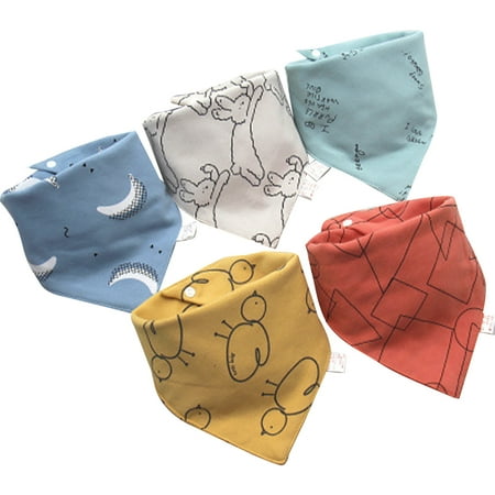 

5pcs Washable Drooling Teething Soft Triangle Scarf Cute Baby Bib Saliva Towel