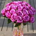 thumbnail image 2 of SPRING PARK 1 Large Bouquet 24 Heads Artificial Fake Rose Flowers Spray Wedding Party Bouquet Home Decor, 2 of 7
