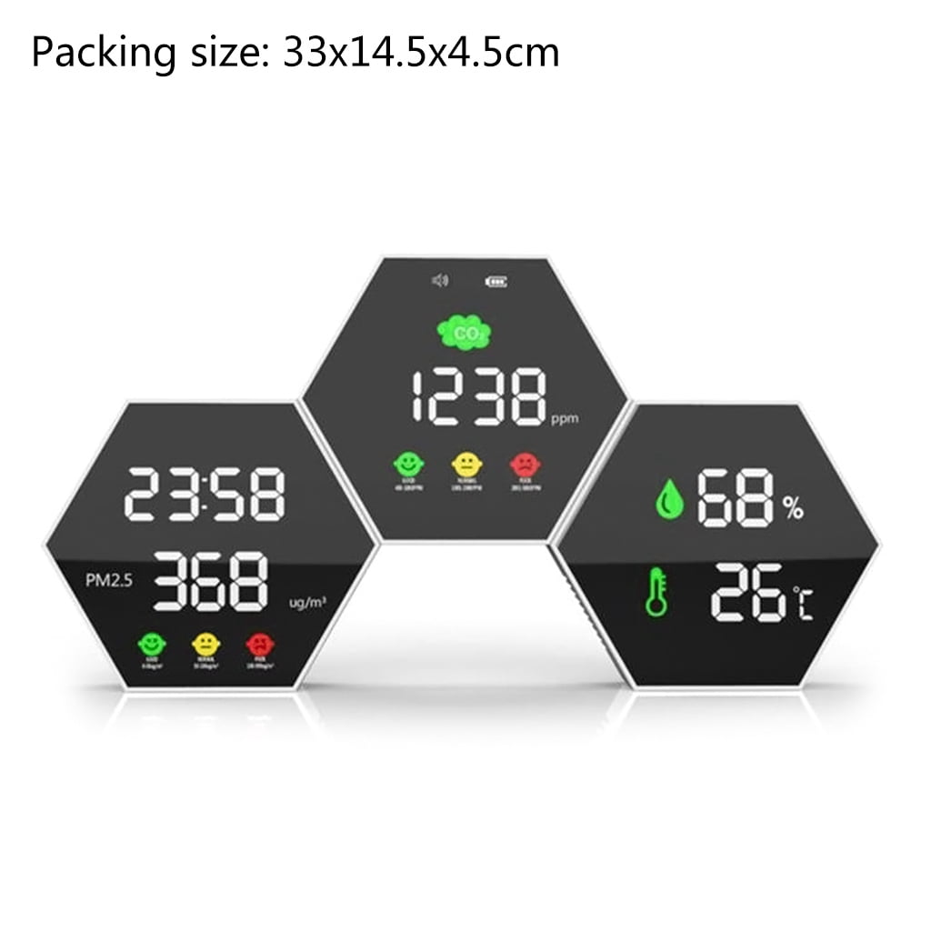 MOMOJIA CO2 Detector Meter for W/ Alarm Air Quality Monitor PM2.5 CO2 Temp & Humidity Se