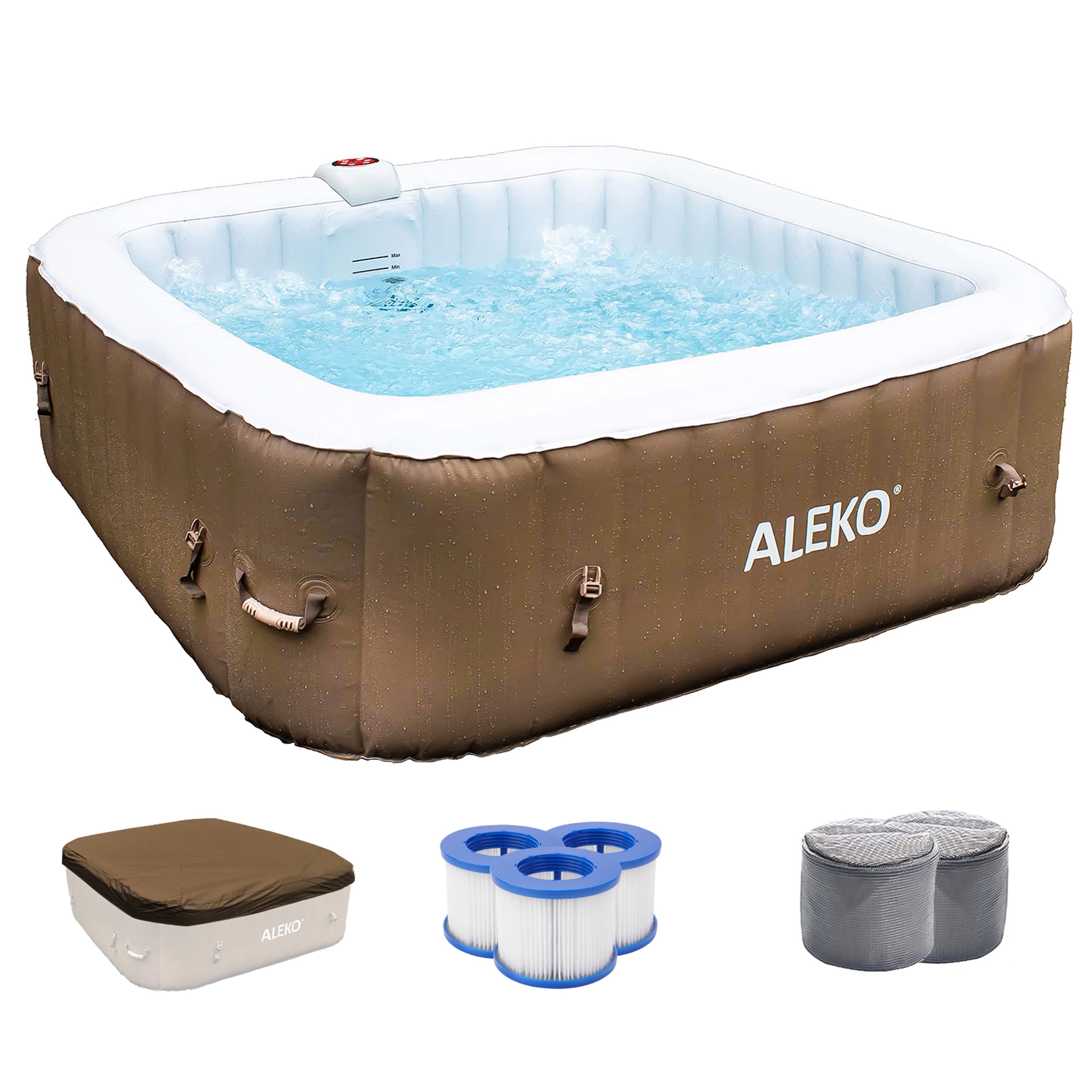 ALEKO 6 Person 130 Jet Outdoor Inflatable Hot Tub Spa with Cover