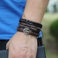 thumbnail image 2 of Pulseras de árbol de la vida de cuero genuino para hombres y mujeres, ojo de tigre, piedra natural, cuentas de roca de lava, pulseras elásticas tribales étnicas, 2 of 5