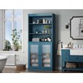 thumbnail image 3 of 100% Solid Wood 32" Bathroom Cabinet with Frosted Glass Doors, 2-Drawers and Adjustable Shelves, 3 of 6