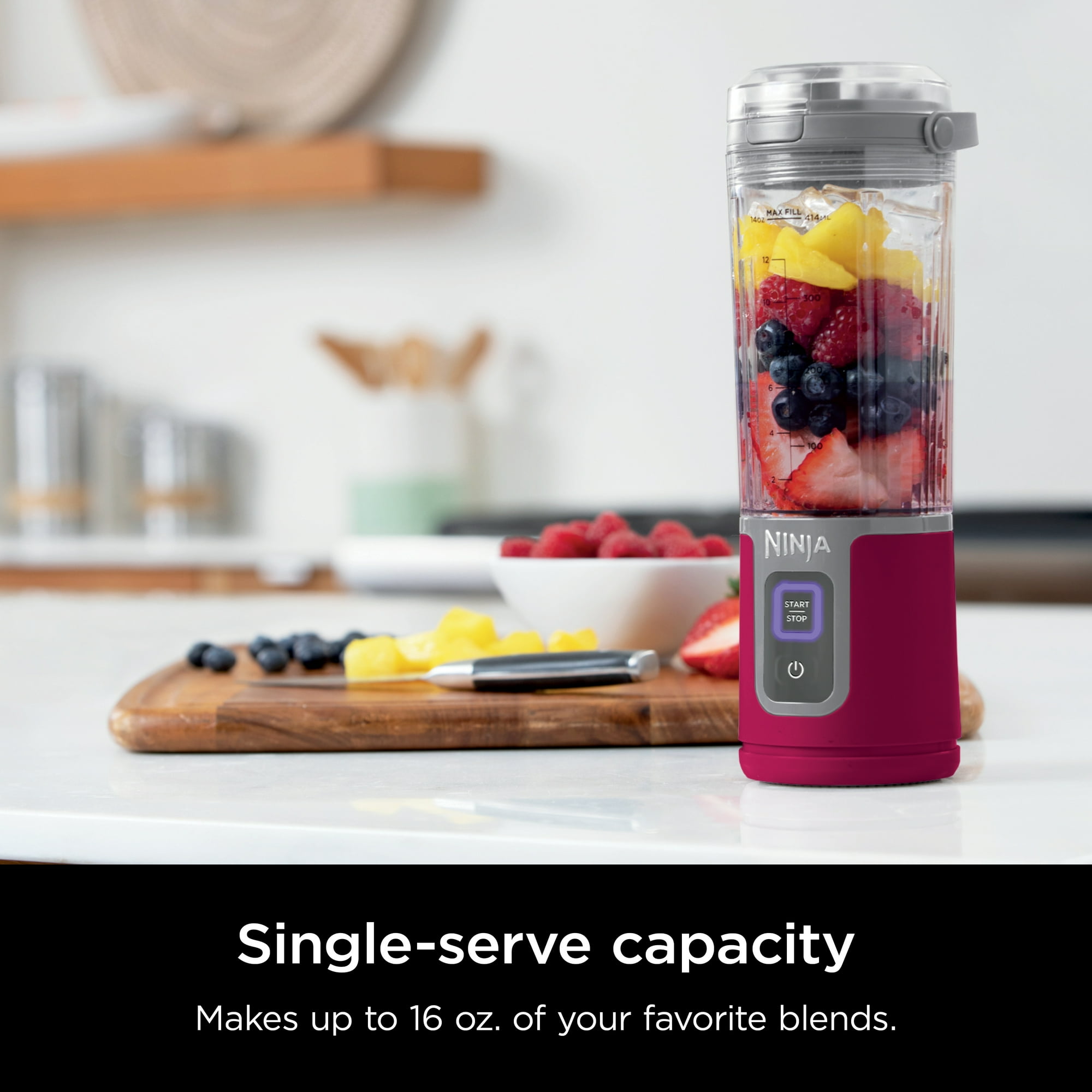 Ninja Blast 16 oz. Personal Portable Blender with Leak Proof Lid & Easy Sip Spout, Perfect for Smoothies, Cranberry Red, BC100CR
