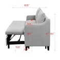 thumbnail image 3 of 69"3 in 1 Convertible Queen Sleeper Sofa Bed, Modern Fabric Loveseat Futon Sofa Couch w/Pullout Bed, Small Love Seat Lounge Sofa w/Reclining Backrest, Furniture for Living Room, Light Gray, 3 of 7