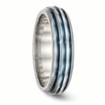thumbnail image 6 of Edward Mirell Titanium Triple Groove Blue Anodized Ring, 6 of 7