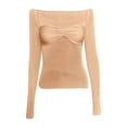 thumbnail image 3 of Women's Fashion Off Shoulder Long Sleeve Tees Slim Fit Stretchy Top - Solid Color, Backless, Perfect for Spring, Fall and Various Occasions, 3 of 3
