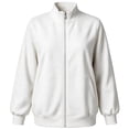 thumbnail image 6 of Women's Zipper Fleece Jacket Solid Color Long Sleeves Stand Collar Coat for Daliy Casual & Outfit Wear, 6 of 6