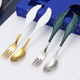 thumbnail image 3 of NIBOLOG 1 Set Wing Design Fork Spoon Set Mirror Polished 304 Stainless Steel Beefsteak Bread Flatware Set for Dining, 3 of 8