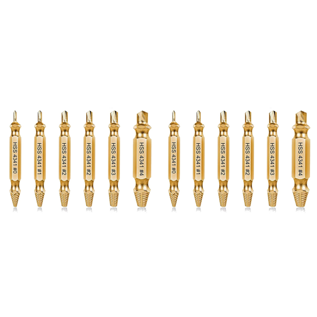 Kit de Extractor de Tornillos Dañados de 12 Piezas, Juego de Extractores de Tornillos Pelados para Remover Fácil y Rápidamente los Tamaños Comunes de Herramientas Rotas