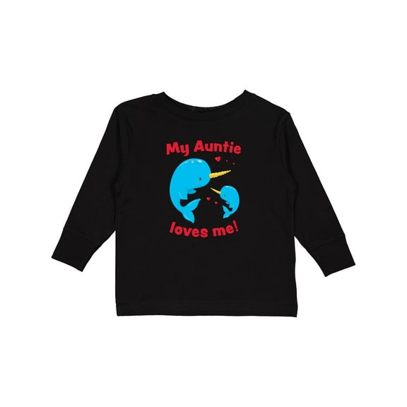 Inktastic My Auntie Loves Me Narwhal Family Boys or Girls Long Sleeve Toddler T-Shirt