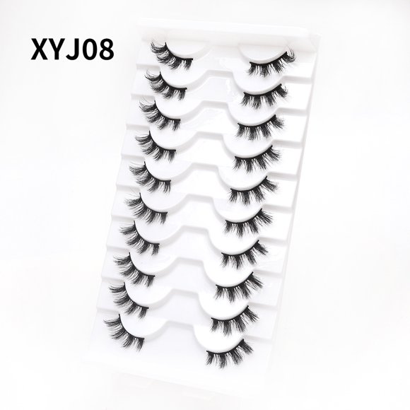 10 pares de pestañas postizas de medio ojo de gato, pestañas de cola de ojo rizadas gruesas naturales en stock al por mayor