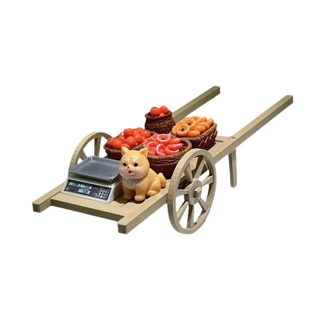Carrito de verduras en miniatura, modelo de carrito de supermercado pequeño, adorno para microescena, juguete de imitación para niños, accesorio para