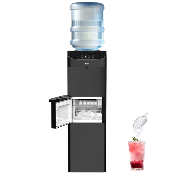 IKT Top Load Water Cooler Dispenser with Ice Maker ,22 lbs Ice/24H,for 3-5 Gal ,Child Safety Lock,Black,for Home/Office