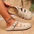 thumbnail image 4 of Rokment Womens Closed Toe Gladiator Clogs Suede Buckles Comfortable Backless Slip on Walking Flat Sandals for Boho Beach Summer 2026 Beige Size 6, 4 of 7
