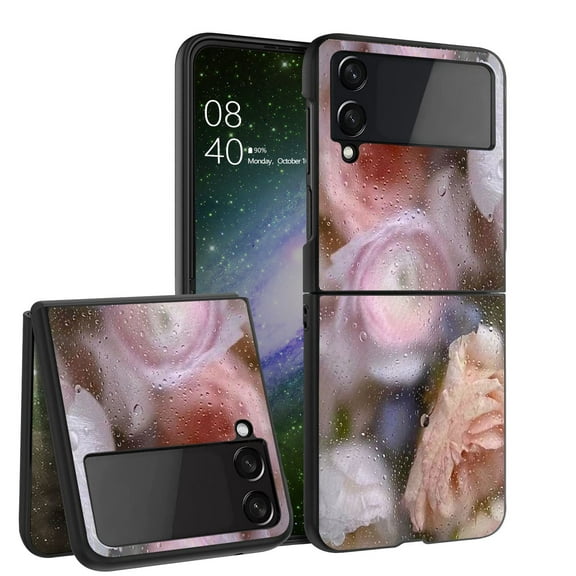 ANJ  Hard Protective Printed Case Cover Compatible with Samsung Galaxy Z Flip 4 - Water Mists Roses