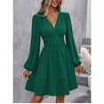 thumbnail image 2 of Women's V-Neck Long Sleeve Wrap Waist A-Line Mini Dress, 2 of 4