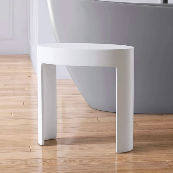 MEDUNJESS Stone Resin Shower Chair Waterproof Shower Stool, Bath Seat with 401 lb Capacity, Medical Use, Non-Slip（Matte White）