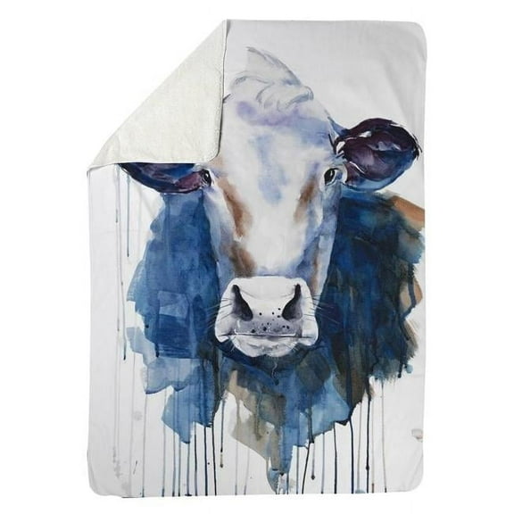 60 x 80 in. Watercolor Cow-Sherpa Fleece Blanket