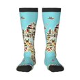thumbnail image 1 of Balery World Travel Line Icons Map Calcetines novedosos Calcetines deportivos Calcetines hasta la rodilla Calcetines de algodón Calcetines originales y geniales, 1 of 6