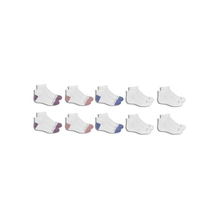 Fruit of the Loom Girl's Everyday Half Cushion Low Cut Socks 10 Pack