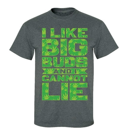 Funny I Like Big Buds Adult Unisex Short Sleeve T-Shirt-Heather Gray-4XL
