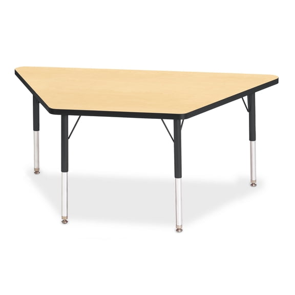 Trapezoid Activity Tables - 30" X 60", E-height - Maple/Black/Black