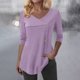 thumbnail image 2 of Blusa tipo túnica con cuello en V para mujer, manga larga, estampado geométrico, informal, de poliéster, con botones delanteros, para el hogar o la oficina, sopatenor, 2 of 9