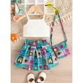 thumbnail image 3 of ESASSALY Girl 3 Piece Outfits White Vest A-line Skirt Crossbody Bag Set, 3 of 8