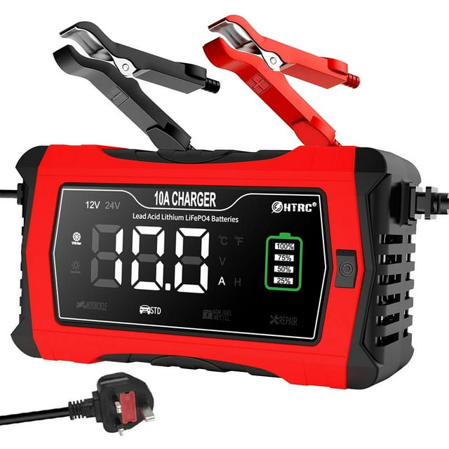 12V 24V 10A Car Smart Battery Charger For LiFePO4 Lithium Lead-Acid