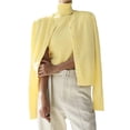 thumbnail image 3 of Womens Cardigan Sets 2 Piece Long Sleeve Shrug Top Cropped Cardigan Jackets with Vest Yellow Set S, 3 of 9