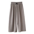thumbnail image 2 of Girl's Wide Leg Cotton Trousers Elastic High Waist Casual Palazzo Pants Cute Bow Summer Vacation Outfits Comfy Travel Bottoms, 2 of 5