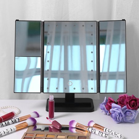 Sonew Touch Screen Makeup Mirror 24led Dimmable Tabletop Lighted Tri Fold Cosmetic Vanity Mirror Makeup Mirror Cosmetic Mirror Walmart Canada