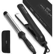 1 inch Travel Curling Iron and Flat Iron Dual Voltage Ceramic Mini Hair Straightener Set for Short Hair Salon Small Curling Wand Lightweight