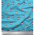 thumbnail image 1 of Soimoi Blue Moss Georgette Fabric Coffee Glass & Dots Print Fabric by the Yard 42 Inch Wide, 1 of 3
