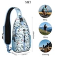 thumbnail image 5 of Sling Backpack,Light Blue Christmas House and Tree Pattern Crossbody Bag with Water Bottle Holder,Waterproof Sling Bag for Men/Women with Chest Phone Holder for Hiking,Travel, 5 of 6