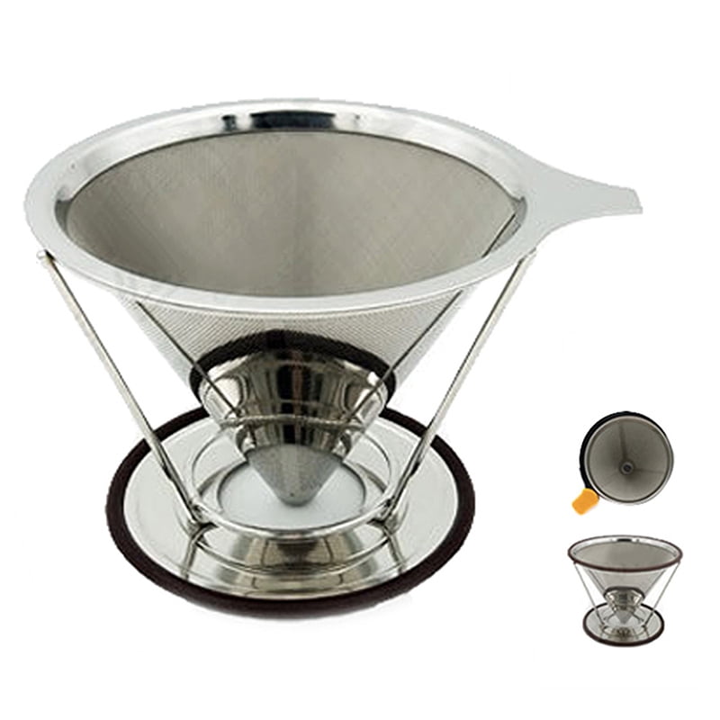 Cone Coffee Filter With Stand Stainless Steel Doubledeck Filters