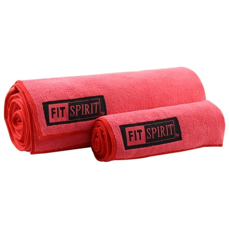 Fit Spirit Set of 2 Super Absorbent Microfiber Non Slip Skidless Sport Towels - Choose Your Color and (Best Skidless Yoga Towel)
