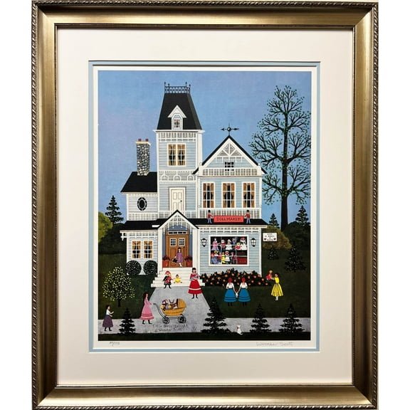 Jane Wooster Scott "Little Girls Delight" Framed Hand Signed Lithograph Art Generic