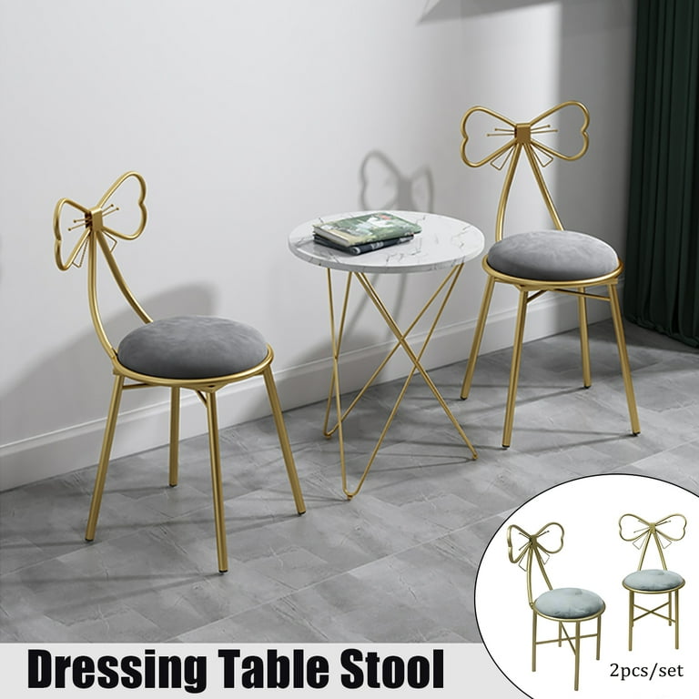 2 Pack Vanity Chair Dressing Table Stool ,Velvet Cushion + Metal Frame  Lounge Dresser Seat with Butterfly Backrest for Dress Room Bedroom Coffee  Restaurant Home - Walmart.com