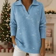 thumbnail image 2 of Soyumi Fall Winter Women's Sweater Sequin Sparkle Glitter Long Sleeve Knitted Pullover, V-Neck Loose Fit Casual top Basic Everyday Stylish Comfy Soft Warm Fashion Outfits, Z Blue, 2 of 4