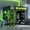 Green, variant on MODERNLUXE Full Size Wood Loft Bed with RGB Lights & Desk,Gaming Loft Bed with Open Wardrobe and Guardrails for Boys Girls,Red