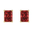 thumbnail image 3 of 2 Ct Emerald Cut Studs Red Natural Garnet 18K Yellow Solid Solid Gold Everyday Dainty Earrings Screw Back, 3 of 7