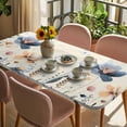 thumbnail image 3 of Blue Yellow Flowers Table Cloths for 4 Foot Rectangle Tables, Spring Summer Garden Wildflowers Retro Patio Waterproof Elastic Fitted Tablecloths, Washable Rectangular Table Cover for Camping, 3 of 8